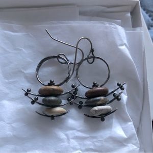 Sterling silver handmade stone earrings